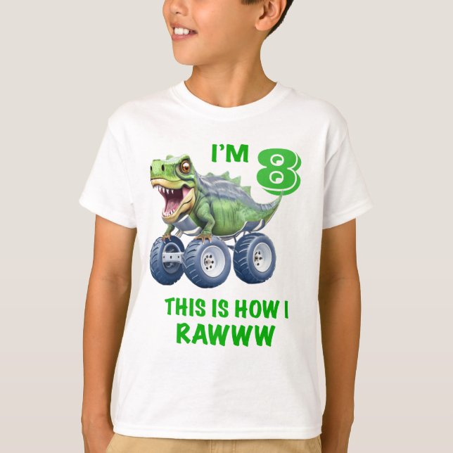 Funny T rex dinosaur monster lastbil Shirt (Framsida)