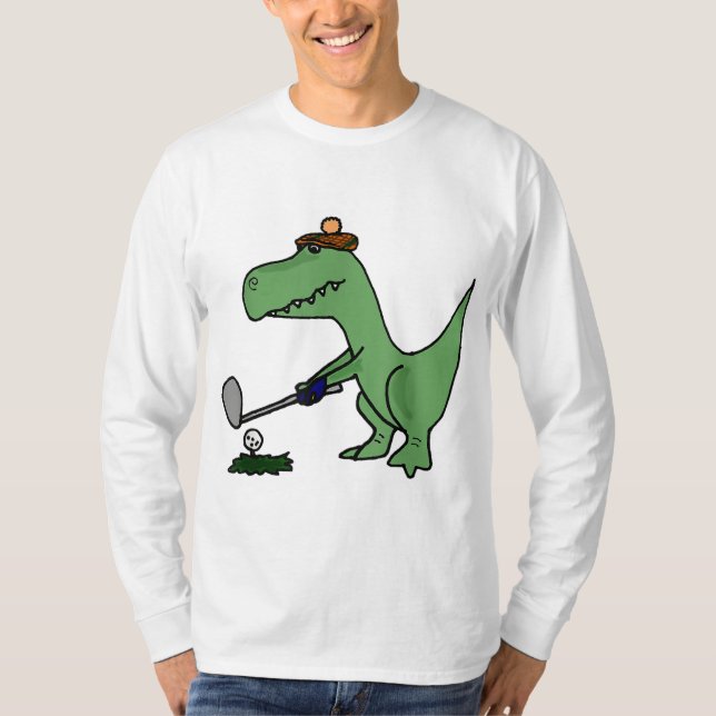 Funny T Rex Dinosaur som spelar Golf Shirt (Framsida)