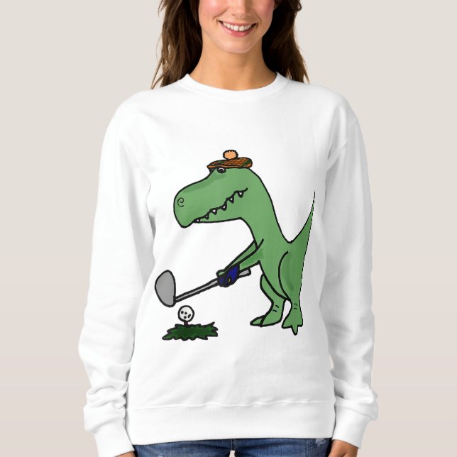 Funny T Rex Dinosaur som spelar Golf Shirt (Framsida)