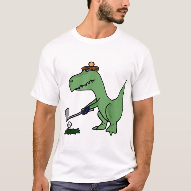 Funny T Rex Dinosaur som spelar Golf Shirt (Framsida)