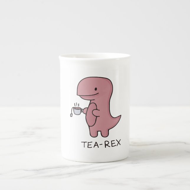 Funny T Rex Dinosaur Tea Älskare Gift, Dinosaur Benporslin Mugg (Framsidan)