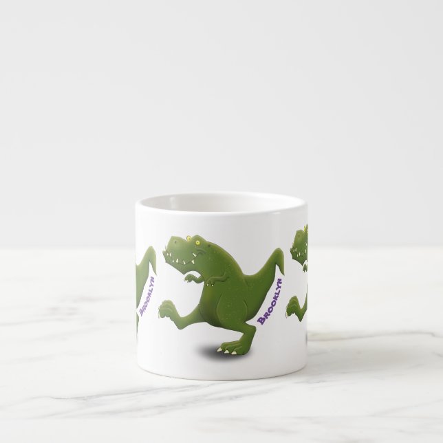 Funny T rex dinosaur tecknad humor Espressomugg (Framsidan)