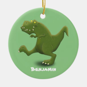 Funny T rex dinosaur tecknad humor Julgransprydnad Keramik