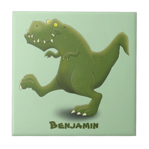Funny T rex dinosaur tecknad humor Kakelplatta