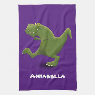 Funny T rex dinosaur tecknad humor Kökshandduk