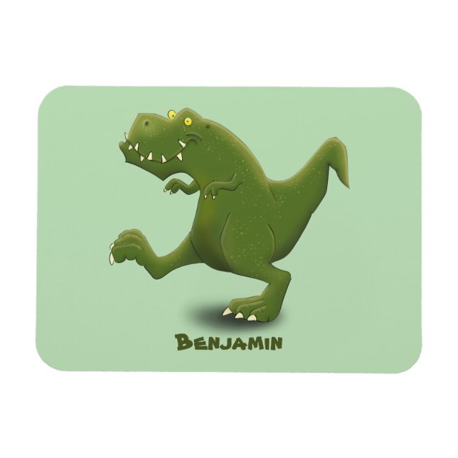 Funny T rex dinosaur tecknad humor Magnet (Horisontell)