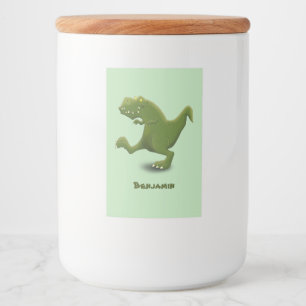 Funny T rex dinosaur tecknad humor Mat Etikett