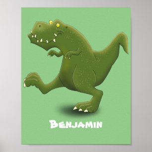 Funny T rex dinosaur tecknad humor Poster