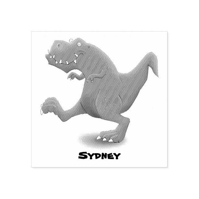 Funny T rex dinosaur tecknad humor Stämpel (Tryck)