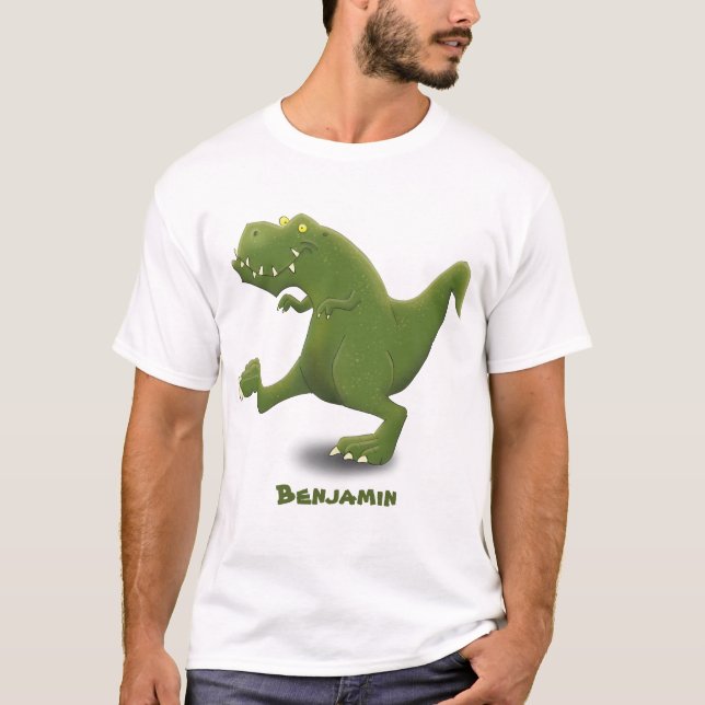 Funny T rex dinosaur tecknad humor T Shirt (Framsida)