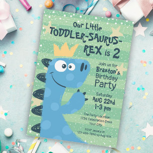 Funny T-Rex Dinosaur Theme Småbarn Boy's Birthday Inbjudningar