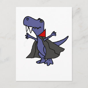 Funny T-rex Dinosaur Vampire Tecknad Vykort