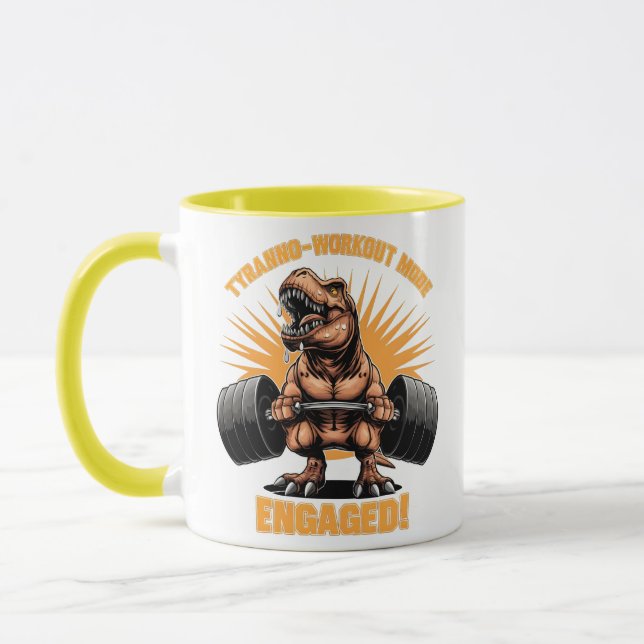 Funny T Rex Dinosaur Workout Fitness Gym Exercises Mugg (Vänster)