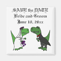 Funny T-rex Dinosaurs Bride and Groom Bröllop Art