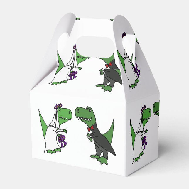Funny T-rex Dinosaurs Bride and Groom Bröllop Art Presentaskar (Framsidan Sidan)