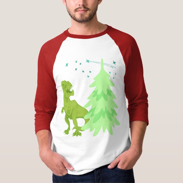 Funny T-rex Dinosaurs, Julgran T Shirt (Framsida)