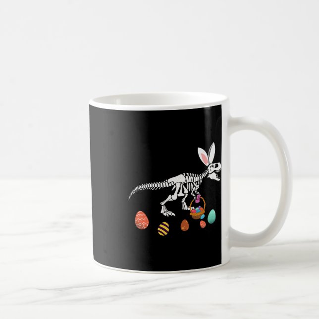 Funny T Rex Easter Skeleton Bunny Sket Egg Hunt Ea Kaffemugg (Höger)