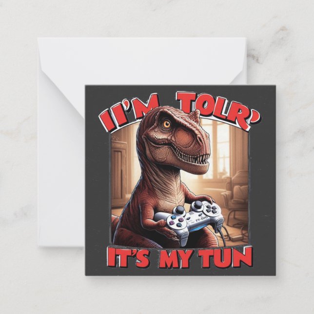 Funny T-Rex Gamer Quote Design Anteckningskort (Framsida)