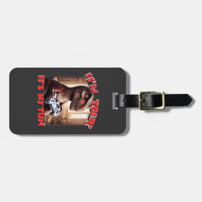 Funny T-Rex Gamer Quote Design Bagagebricka (Horisontell Framsida)