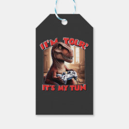 Funny T-Rex Gamer Quote Design Presentetikett