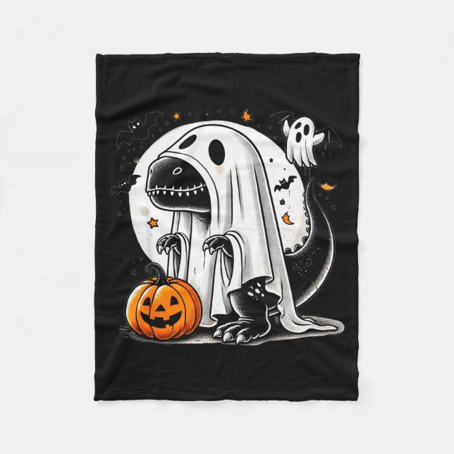 Funny T-rex Ghost Dinosaur Halloween Costume Tyran Fleecefilt (Framsidan)