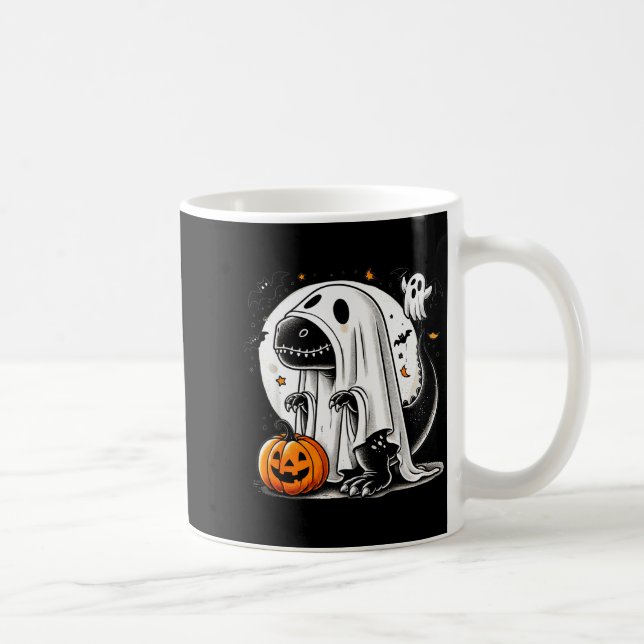 Funny T-rex Ghost Dinosaur Halloween Costume Tyran Kaffemugg (Höger)