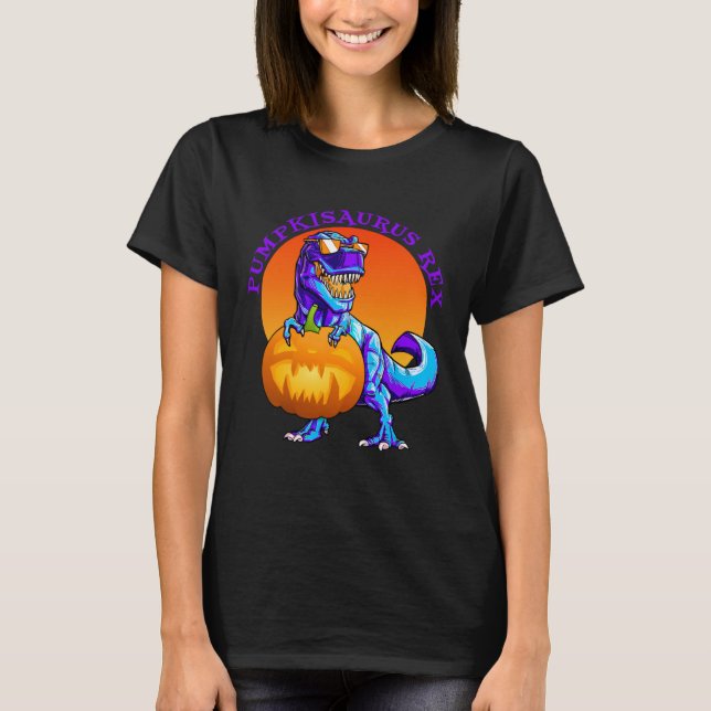 Funny T Rex Halloween PumpkisaurusRex Pumpkin Dino Shirt (Framsida)