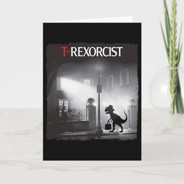 Funny T-rex Horror Parody Dinosaur Halloween Retro Kort (Framsida)
