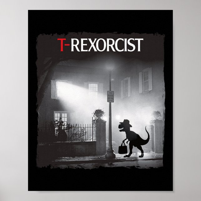 Funny T-rex Horror Parody Dinosaur Halloween Retro Poster (Framsidan)