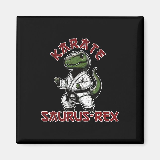 Funny T- rex Karate Dino Martial Arts Children Magnet (Framsidan)