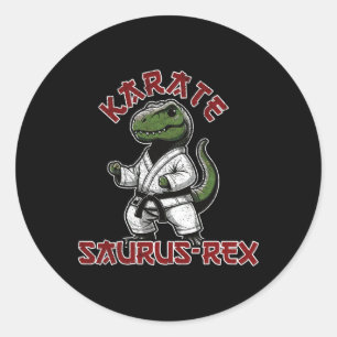 Funny T- rex Karate Dino Martial Arts Children Runt Klistermärke