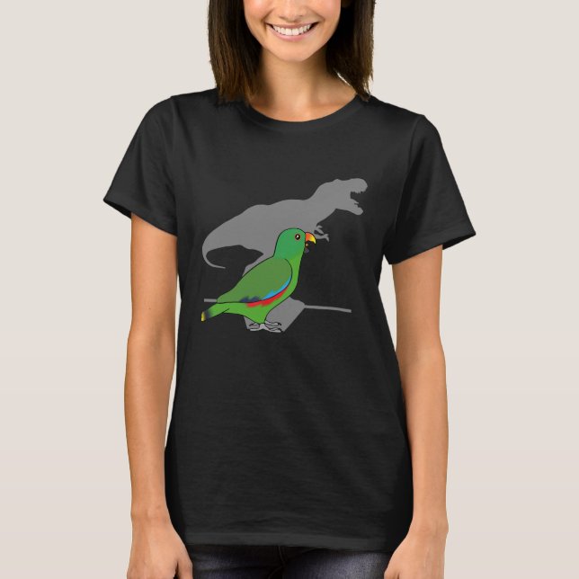 Funny T-Rex Male Eclectus Grönt Dinosaur Parrot Bi T Shirt (Framsida)