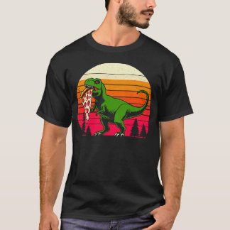 Funny T Rex Pizza Retro Sunset Dinosaur Shirt