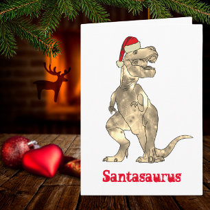 Funny T Rex Santa Dinosaur Julafton Humor Kort