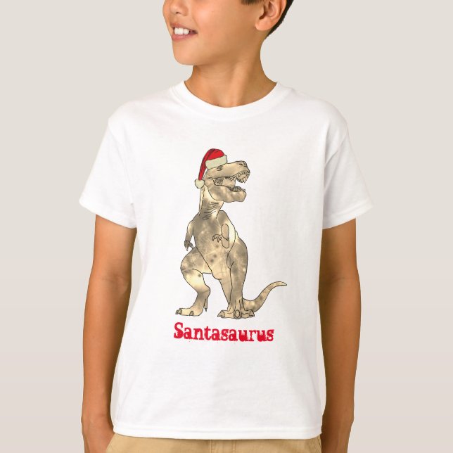 Funny T Rex Santa Dinosaur Julafton Humor Shirt (Framsida)