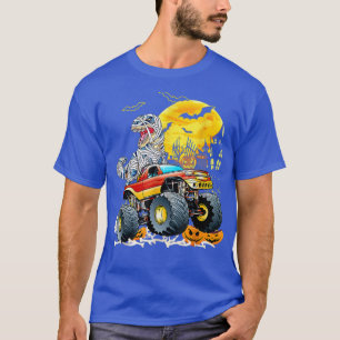 Funny T Rex Saurus Riding Monster Lastbil Lycklig Shirt