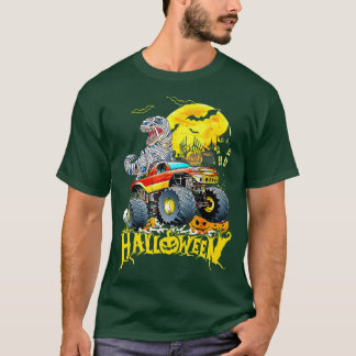 Funny T Rex Saurus Riding Monster Truck Happy Hall Shirt