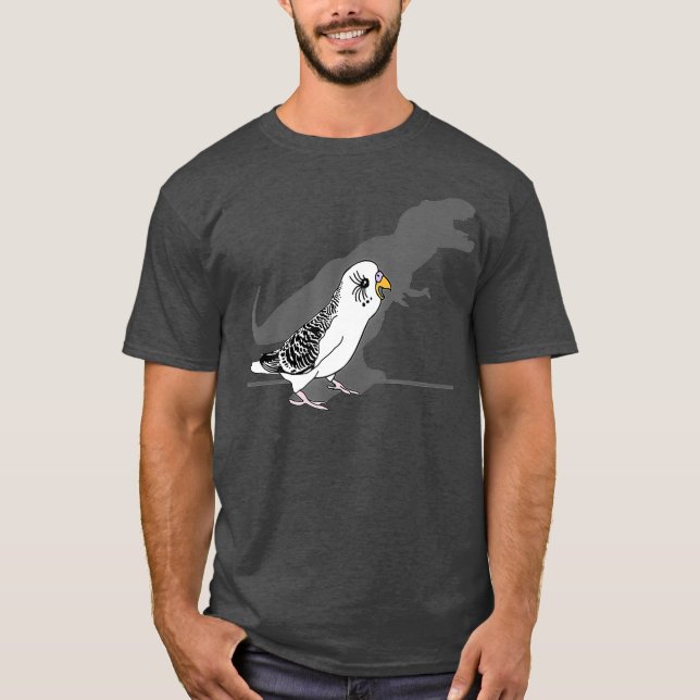 Funny T-rex White Budgie Birb memes Cute Parrot T Shirt (Framsida)