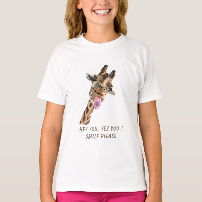 Funny T-Shirt Giraffe Tunga Out - Anpassningsbar T (Framsida)