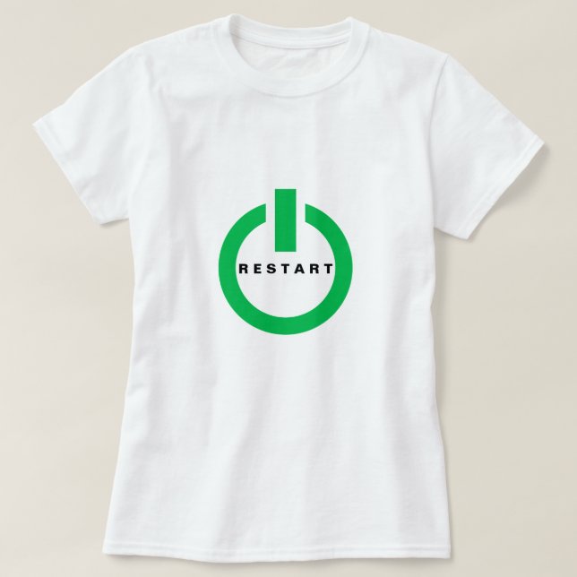 Funny T-Shirt med återställningsknapp och starttex (Design framsida)