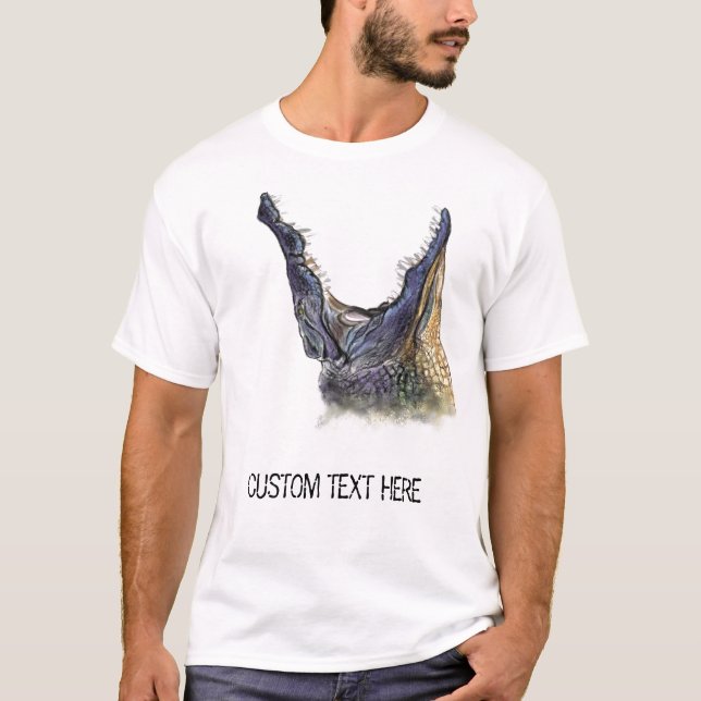 Funny T-Shirt med krokodil med Anpassningsbar Text (Framsida)