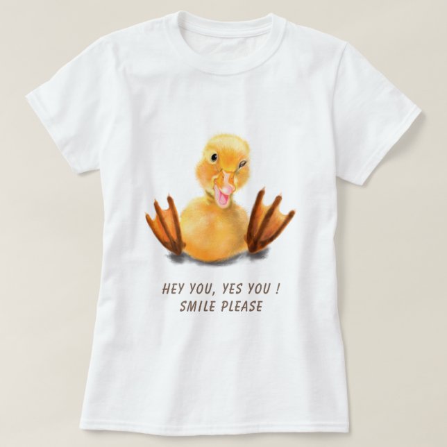 Funny T-Shirt med Lycklig Anka - Anpassningsbar Te (Design framsida)