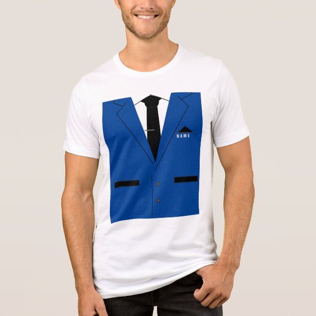 Funny T-Shirt med Tie och Kostym - Anpassad namnte (Framsida)