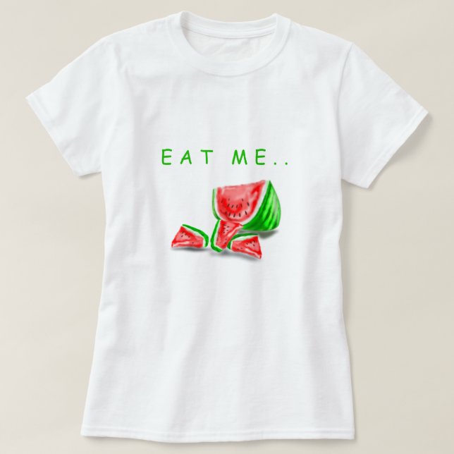 Funny T-Shirt med Watermelon - Anpassningsbar Text (Design framsida)