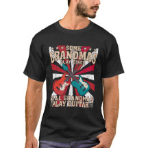 Funny T-Shirt Real Grandmas Play Bingo och Guitar