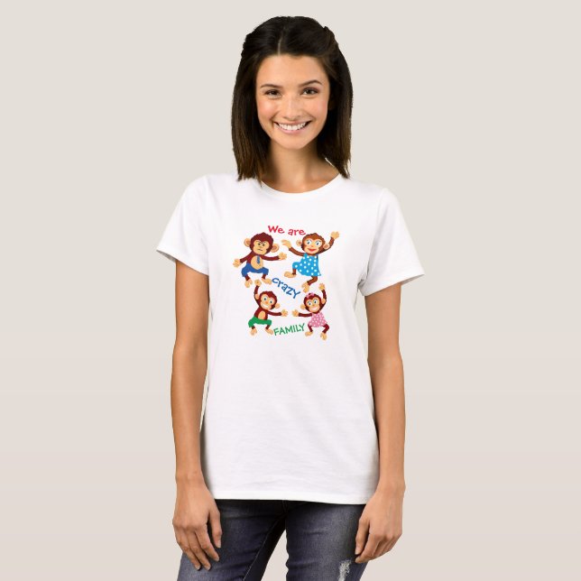 Funny T-shirt with monkeys for cheerful family (Hel framsida)