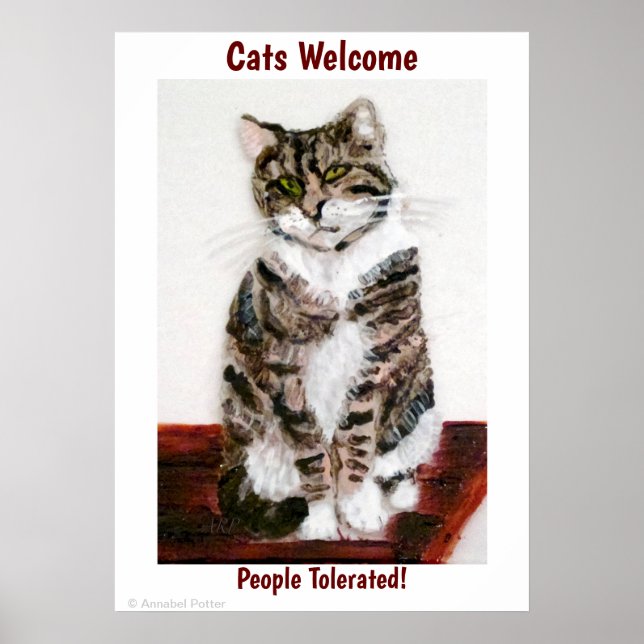 Funny Tabby katt Art Poster (Framsidan)
