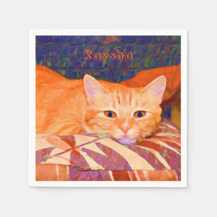 Funny Tabby katt Bright Orange Cute Pappersservett