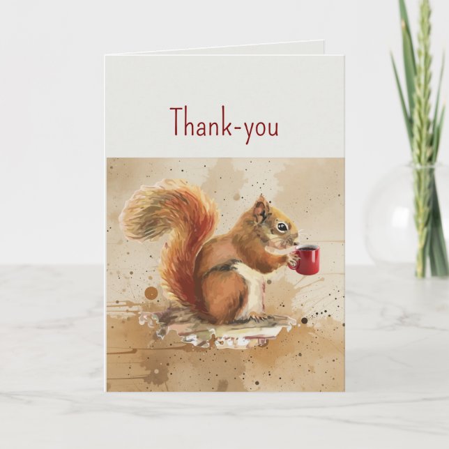 Funny Tack Squirrel dricker kaffe (Framsida)