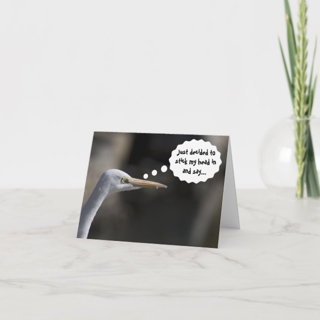 Funny Tack White Crane Bird Card (Framsida)